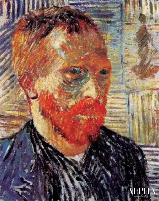 Autoportrait avec une estampe japonaise - Van Gogh - Reproductions de tableaux et peintures haut de gamme