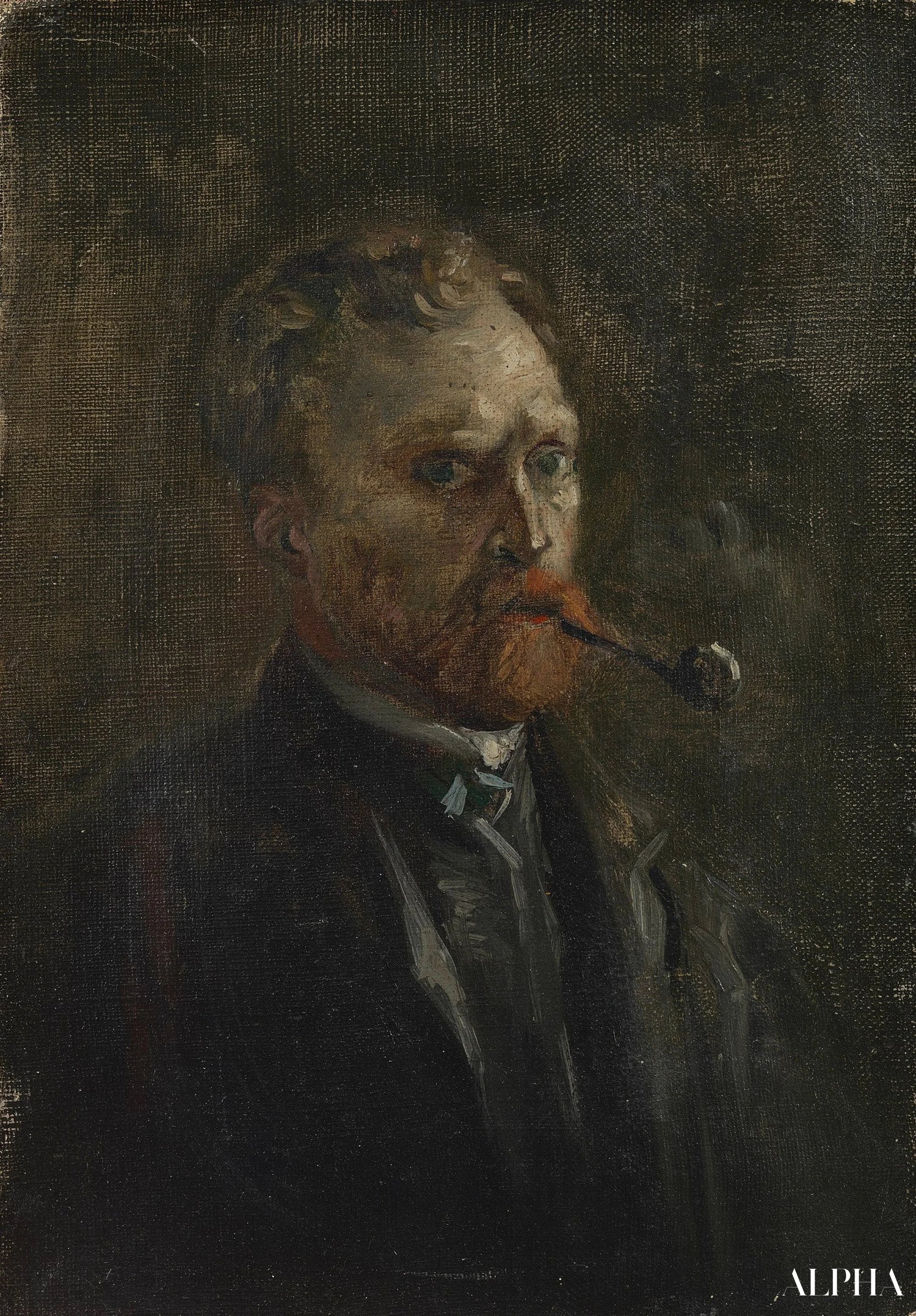Autoportrait avec une pipe - Van Gogh - Reproductions de tableaux et peintures haut de gamme