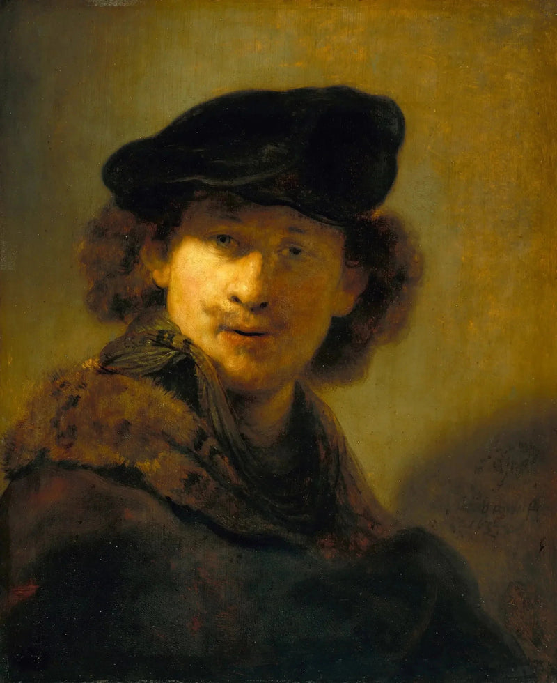 Autorretrato con boina de terciopelo - Rembrandt