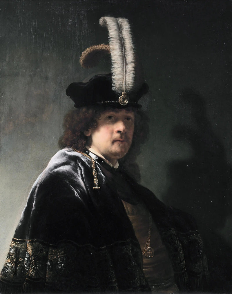 Autorretrato con sombrero de plumas - Rembrandt