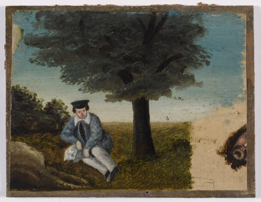 Autorretrato de Gustave Courbet a la edad de cuatro años; fragmento de cabeza barbuda - Gustave Courbet
