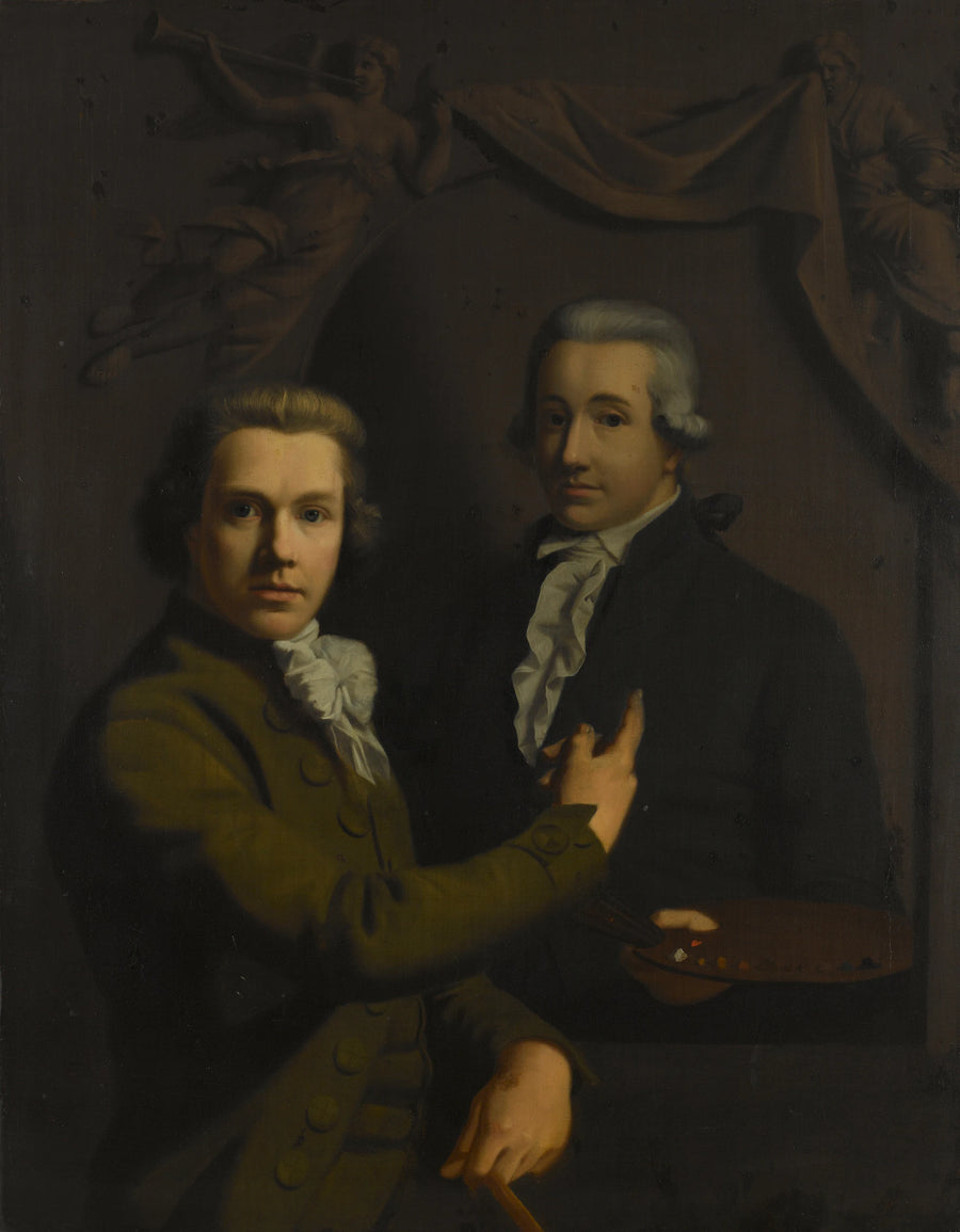 Autoportrait, désignant le portrait de son collègue décédé Dirk Jacobsz Ploegsma - Willem Bartel van der Kooi