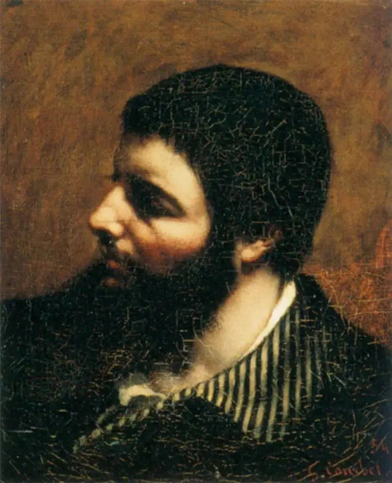 Autorretrato llamado con cuello a rayas - Gustave Courbet