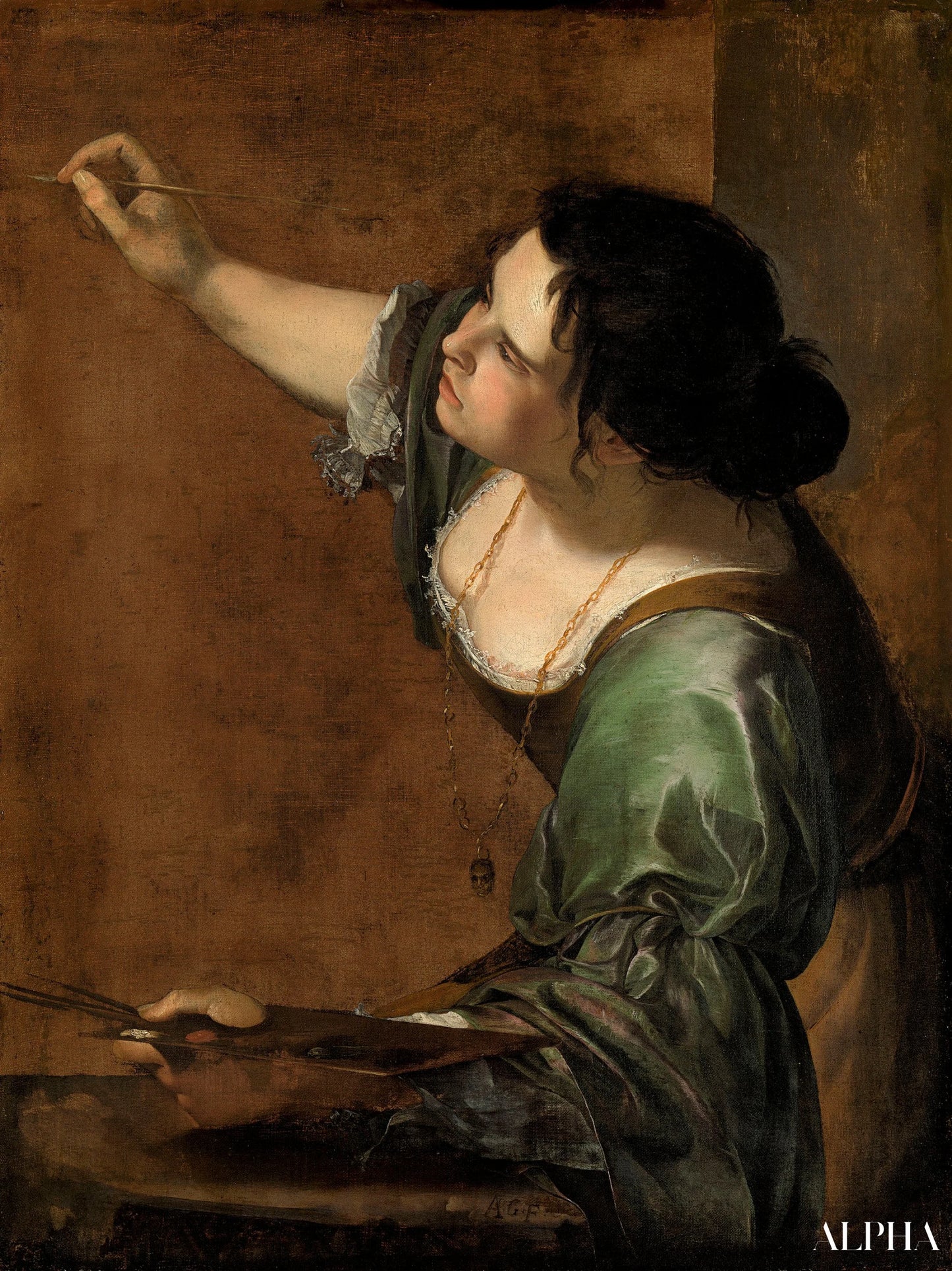 Reproduction du tableau « Autoportrait en allégorie de la peinture - Artemisia Gentileschi » par Alpha Reproduction en peinture à l’huile