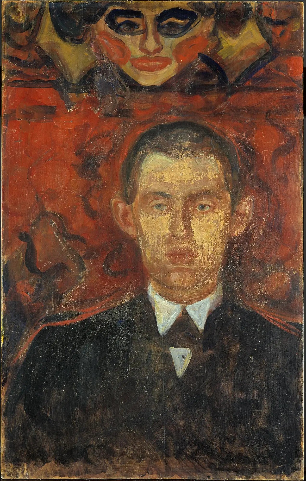 Reproduction du tableau « Autoportrait sous un masque de femme - Edvard Munch » par Alpha Reproduction en peinture à l’huile