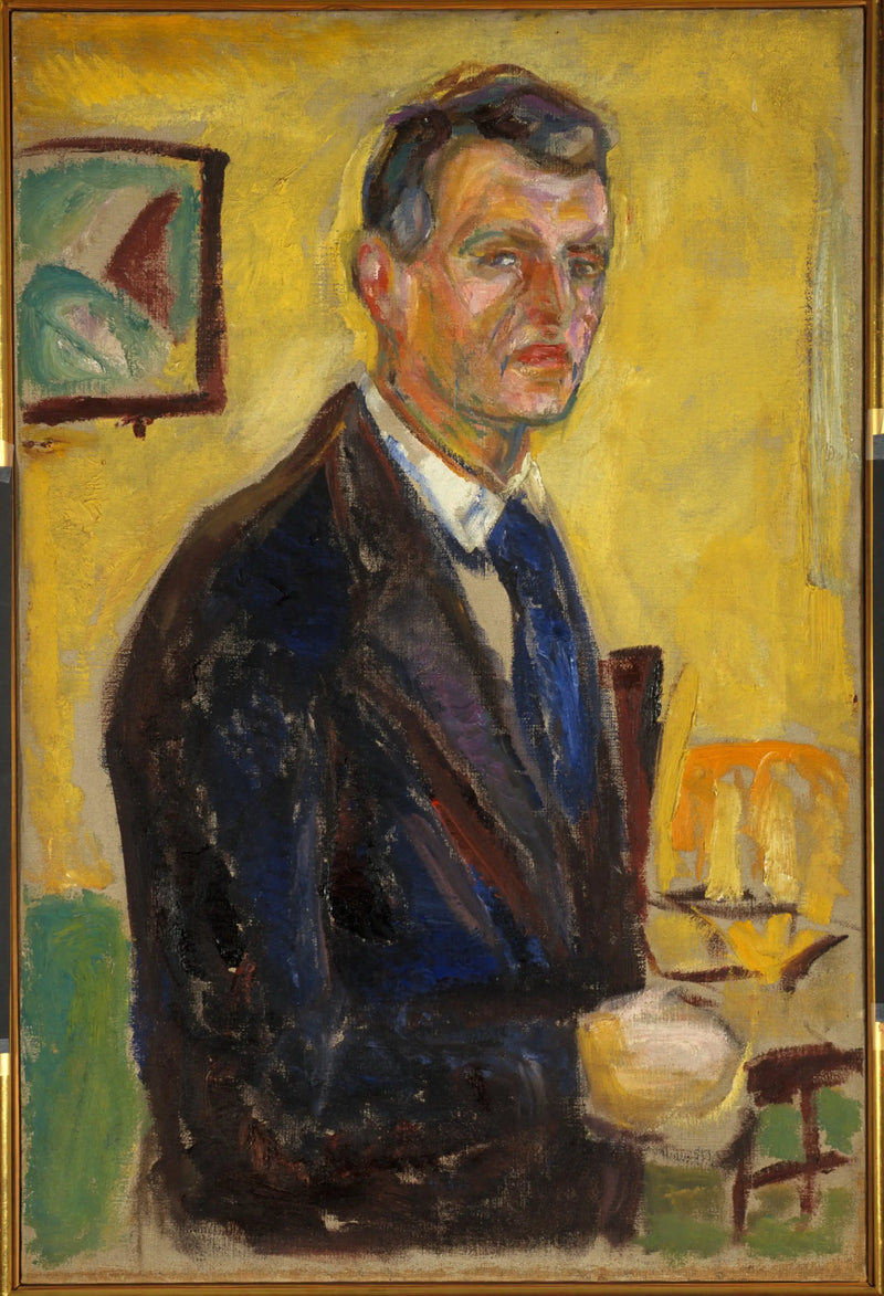 Autorretrato sobre un fondo amarillo - Edvard Munch