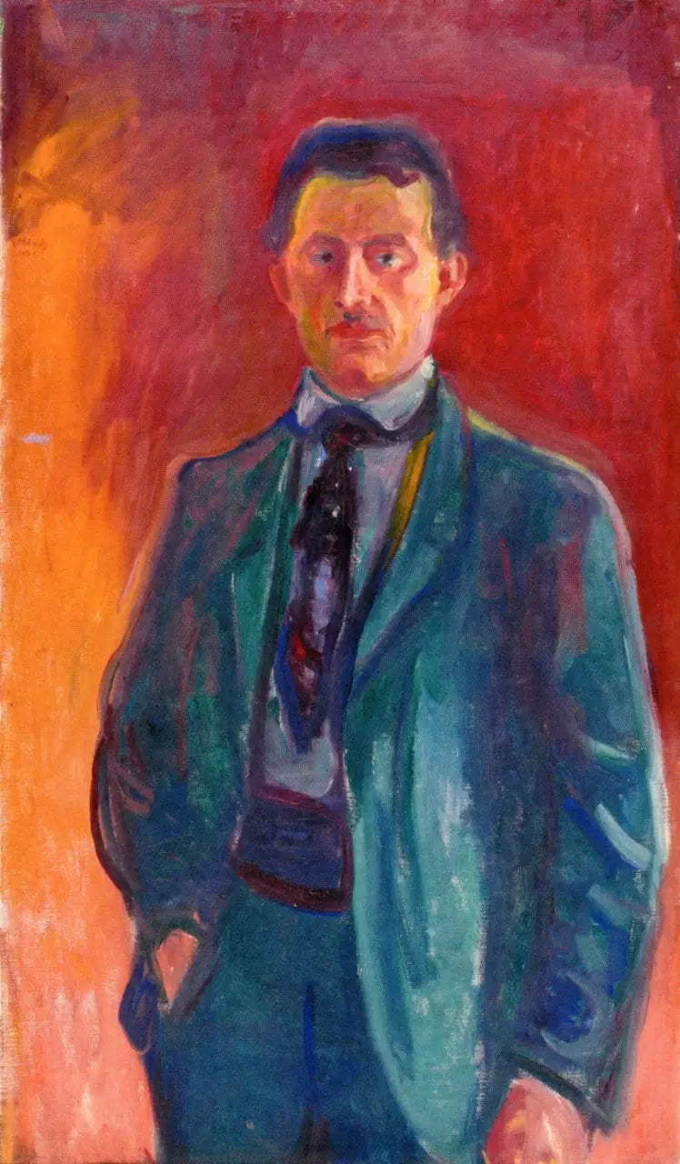 Autorretrato sobre un fondo rojo - Edvard Munch