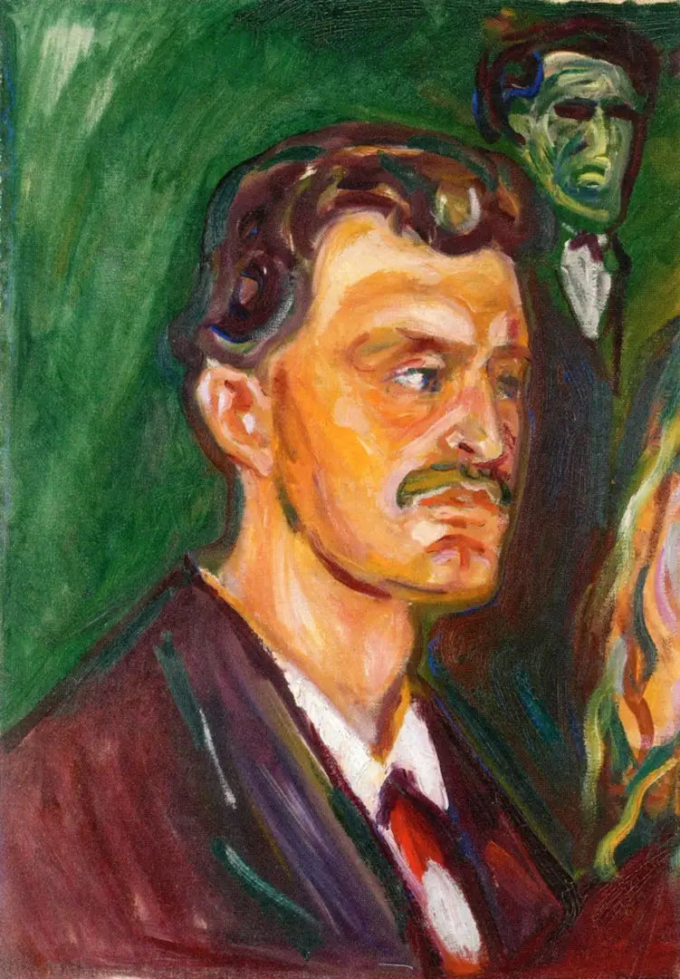 Autorretrato sobre un fondo verde - Edvard Munch