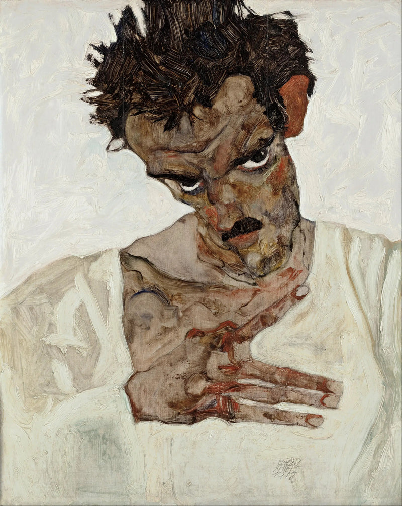 Autorretrato con la cabeza agachada - Egon Schiele