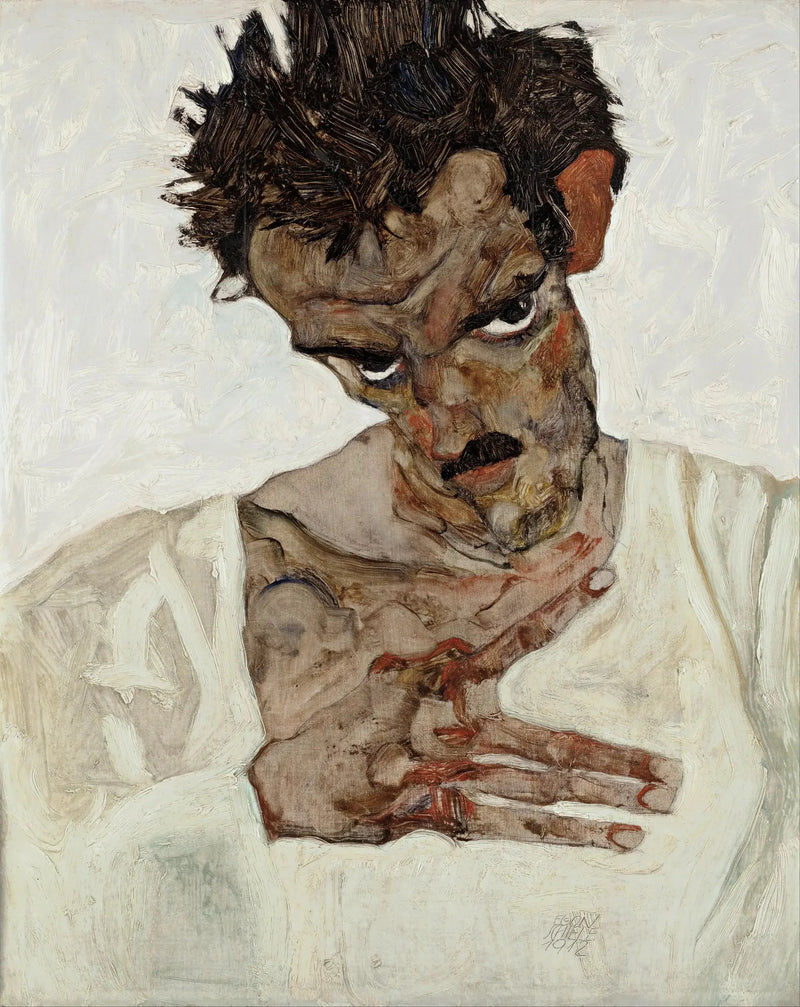 Autorretrato con la cabeza agachada - Egon Schiele