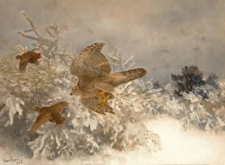 Alrededor de las palomas torcaces en un paisaje invernal - Bruno Liljefors