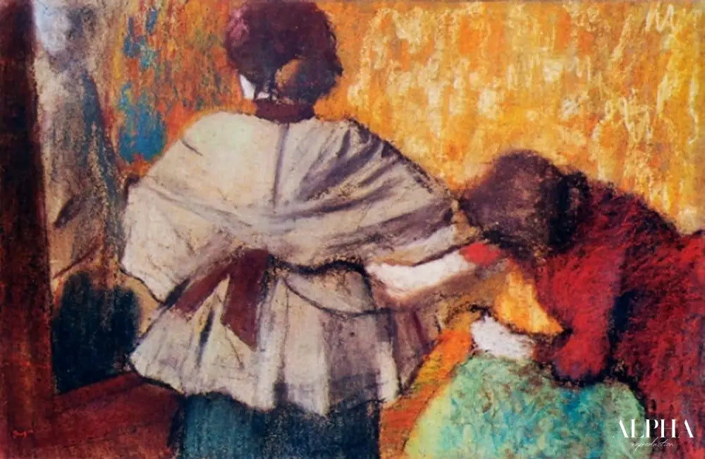 Avec la couturière - Edgar Degas - Reproductions de tableaux et peintures haut de gamme