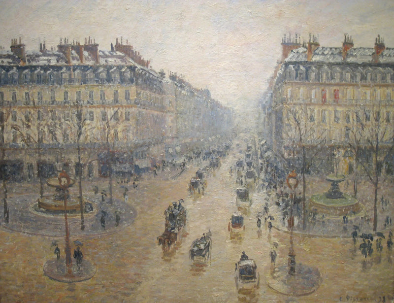 Avenida de la Ópera, efecto de nieve, por la mañana - Camille Pissarro