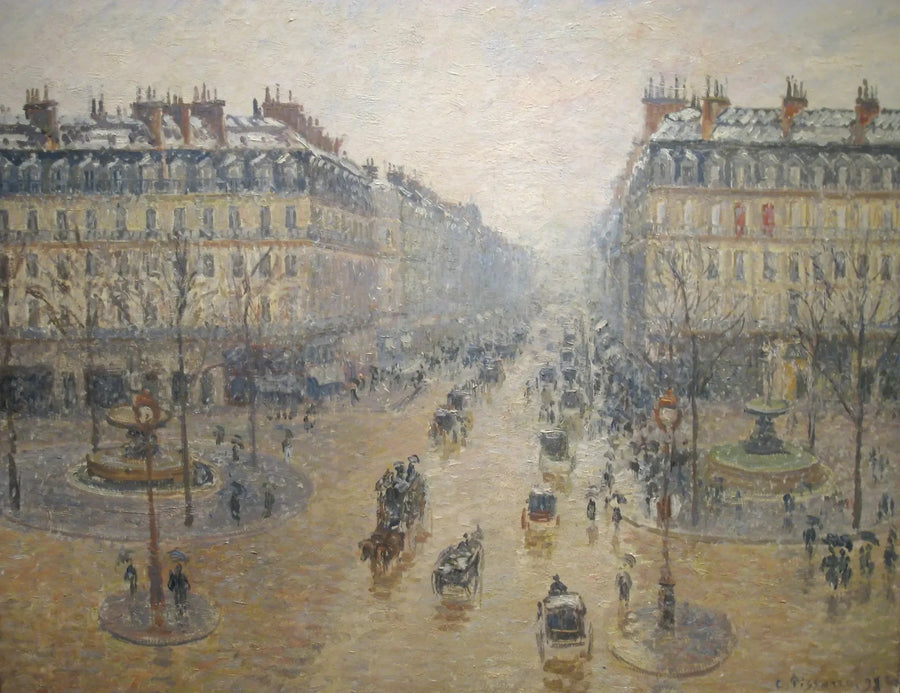 Avenida de la Ópera, efecto de nieve, por la mañana - Camille Pissarro