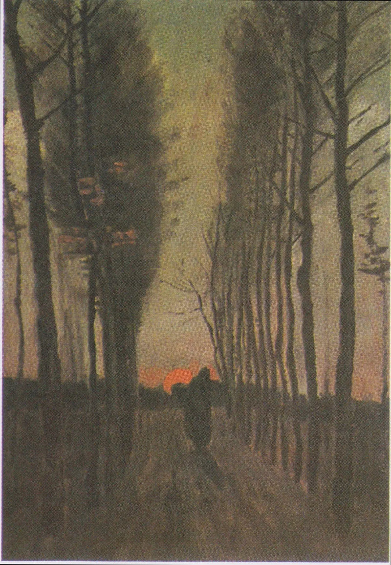 Avenida de los álamos al atardecer - Vincent van Gogh