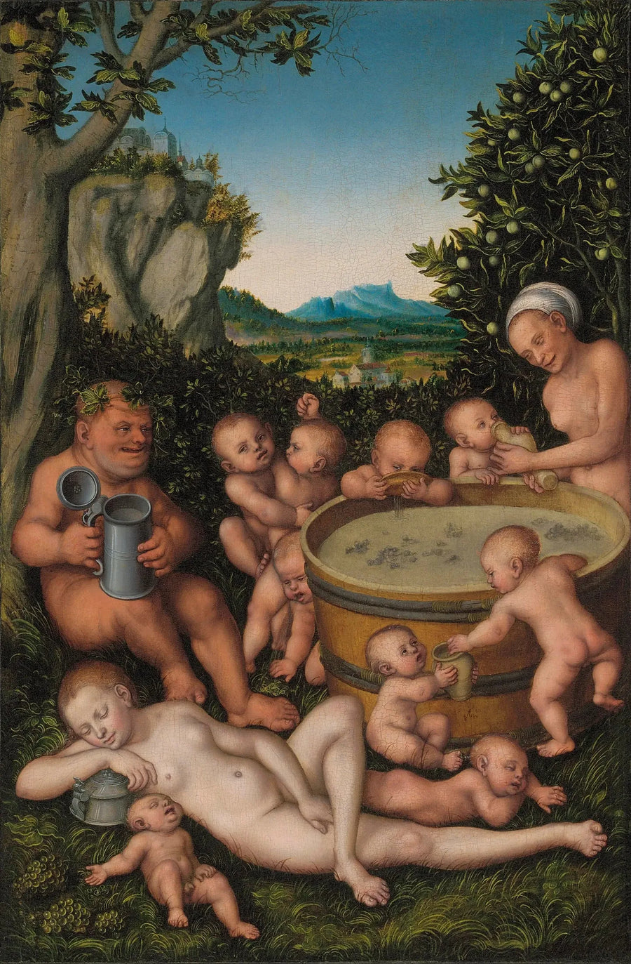 Bacchus en la cuba de vino - Lucas Cranach el Viejo