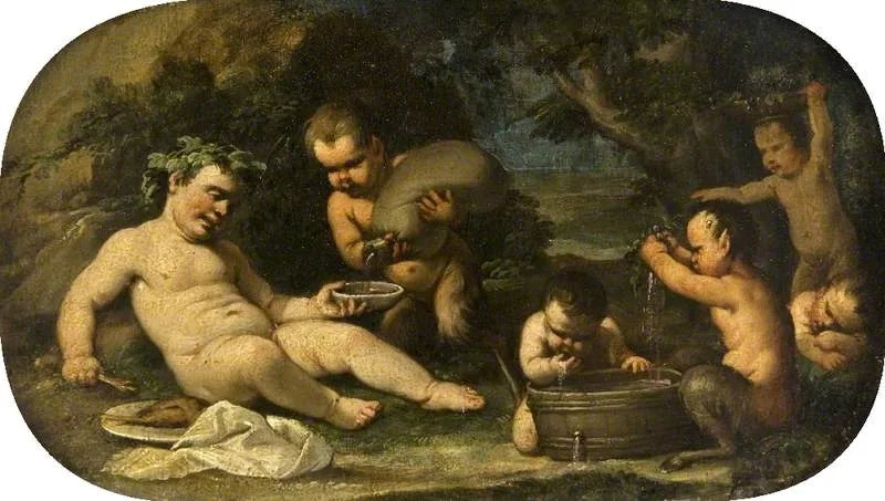 Baco y las faunas bebés - Luca Giordano