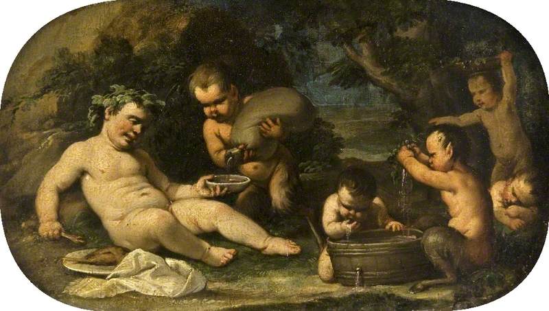 Baco y las faunas bebés - Luca Giordano
