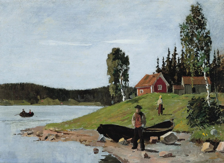 Bahía con barco y casa - Edvard Munch