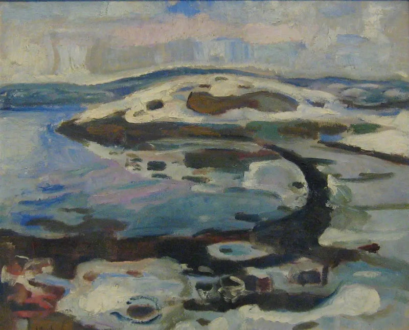 Bahía cerca del fiordo en invierno - Edvard Munch