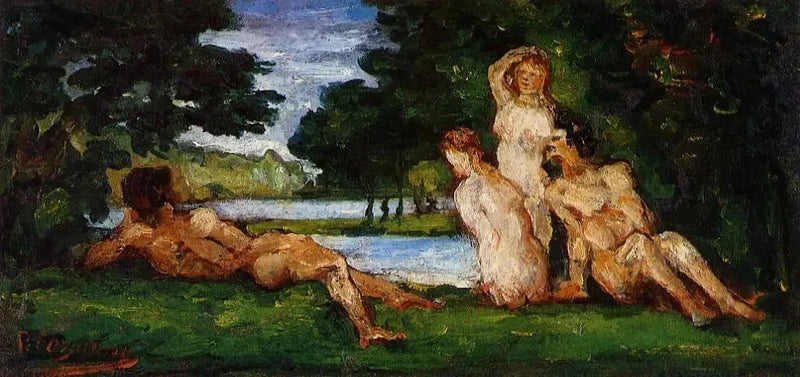 Bañistas y bañistas - Paul Cézanne