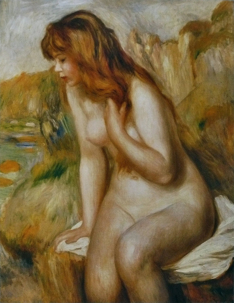 Nadadora sentada en la roca - Pierre-Auguste Renoir