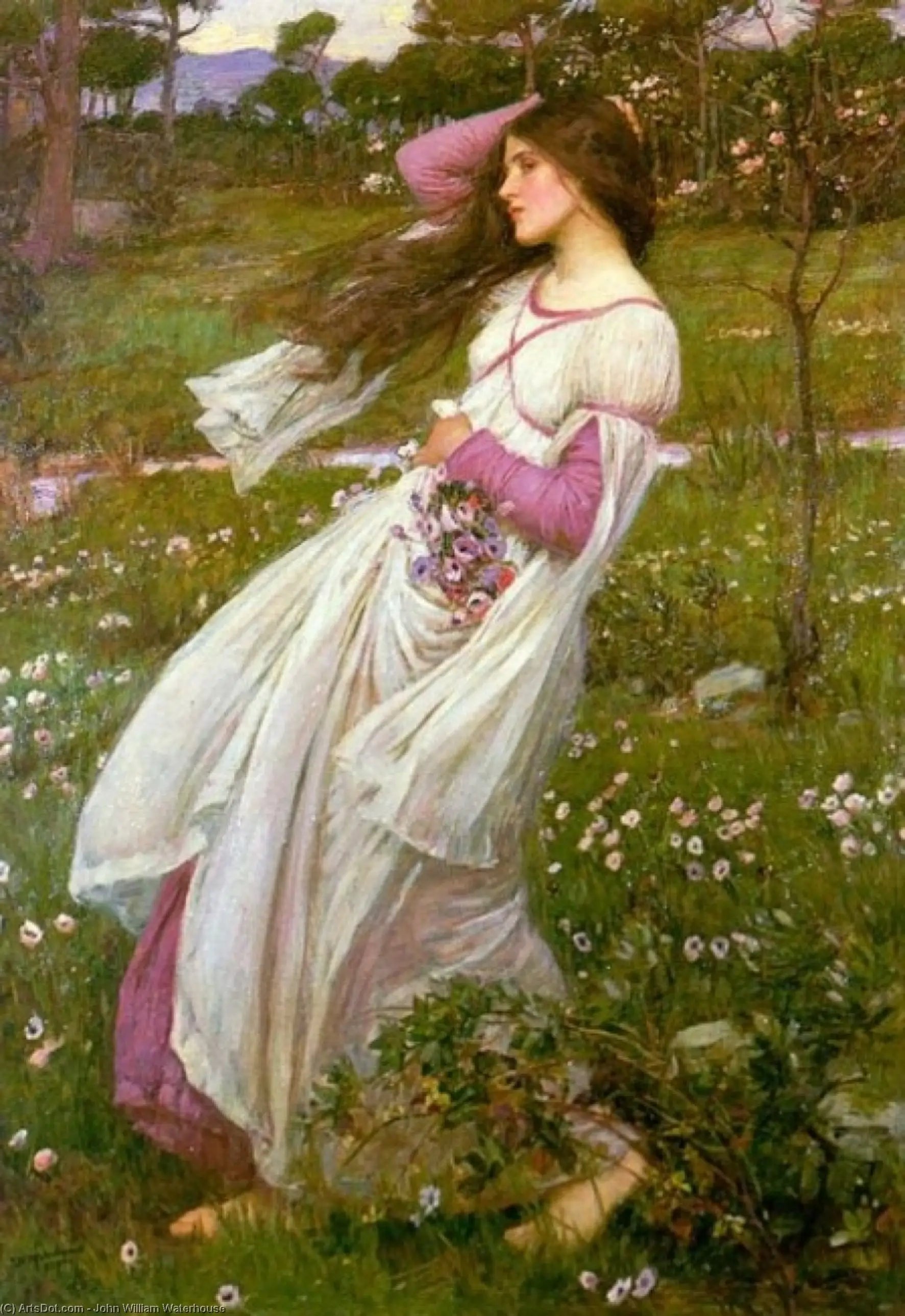 Reproduction du tableau « Balayé par le vent - John William Waterhouse » par Alpha Reproduction en peinture à l’huile
