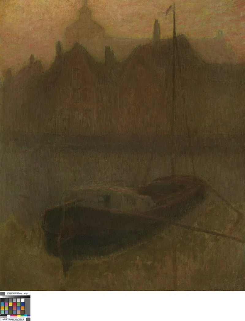 Barco en el canal (mañana) - Henri Le Sidaner