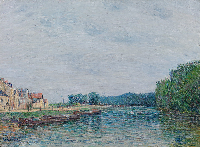 Barcas, muelle del Pothuis en Pontoise - Gustave Loiseau