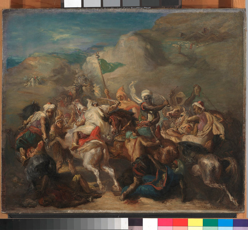 Batalla de jinetes árabes alrededor de un estandarte - Théodore Chassériau