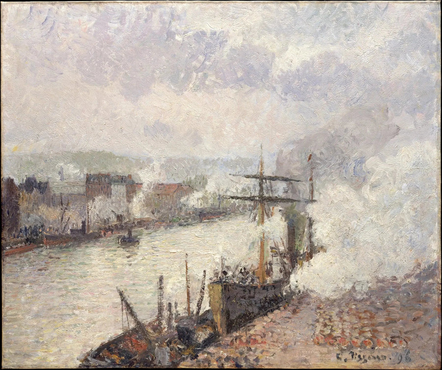 Barcos de vapor en el puerto de Ruan - Camille Pissarro