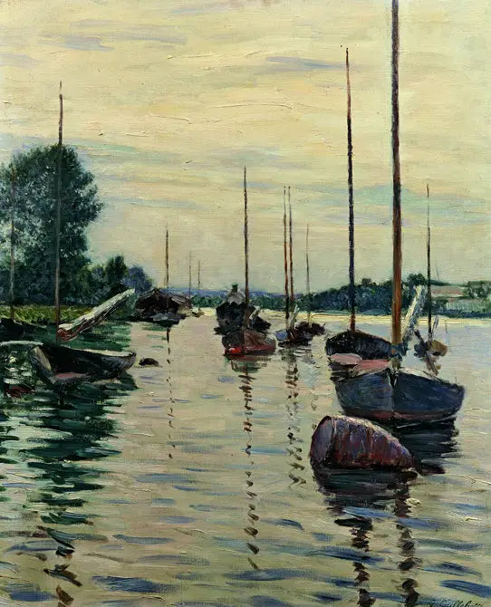 Barcos amarrados en el Sena - Gustave Caillebotte