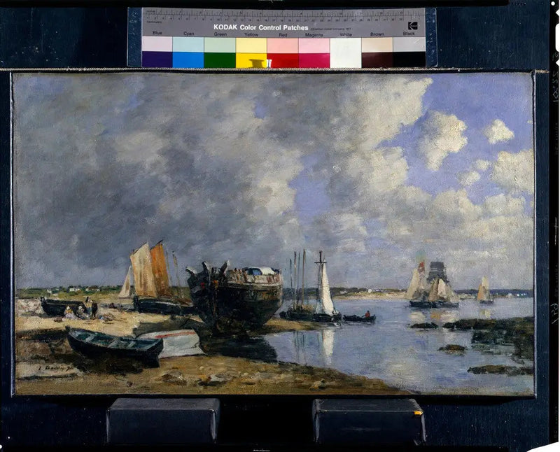 Barcos en anclaje y en la cabeza de puente - Eugène Boudin