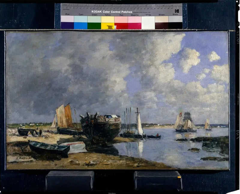 Barcos en anclaje y en la cabeza de puente - Eugène Boudin