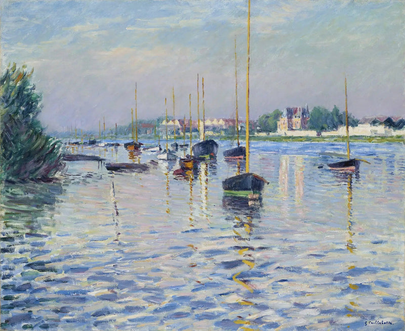 Barcos anclados en el Sena en Argenteuil - Gustave Caillebotte