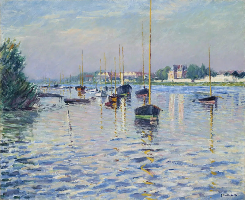 Barcos anclados en el Sena en Argenteuil - Gustave Caillebotte