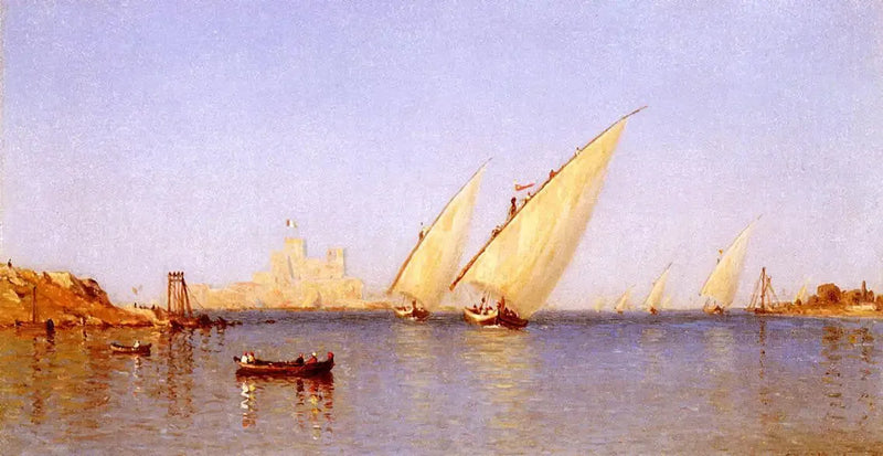 Barcos de pesca entrando en el puerto de Brindisi - Sanford Robinson Gifford