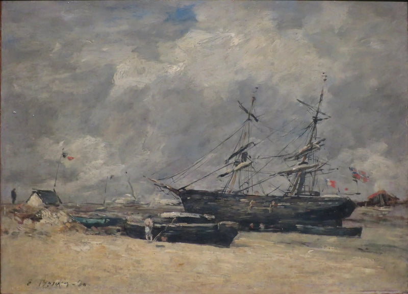 Barcos de pesca en la playa. Trouville, marea baja - Eugène Boudin