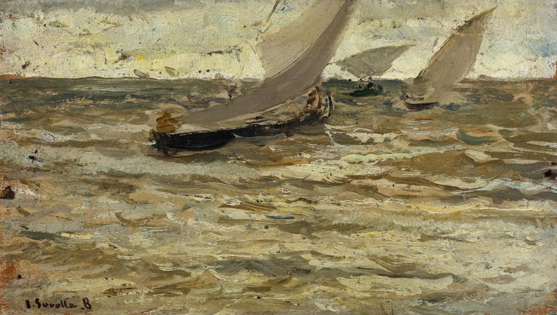 Barcos saliendo del puerto, Asturias - Joaquín Sorolla