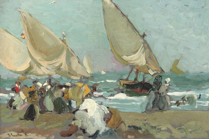 Barcos en la playa de Valencia - Joaquín Sorolla