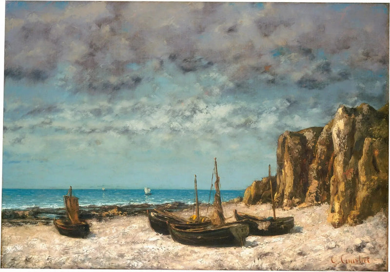 Barcos en una playa, Étretat - Gustave Courbet