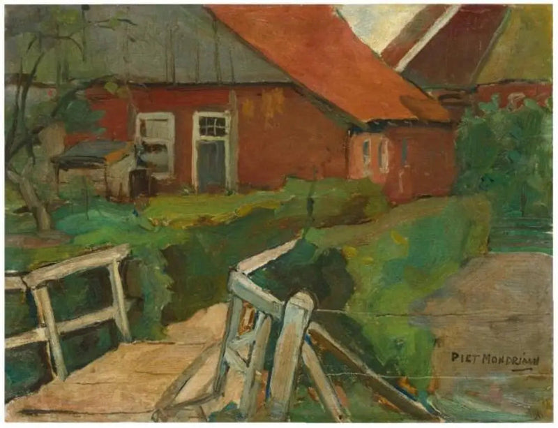 Edificios agrícolas con puente - Piet Mondrian
