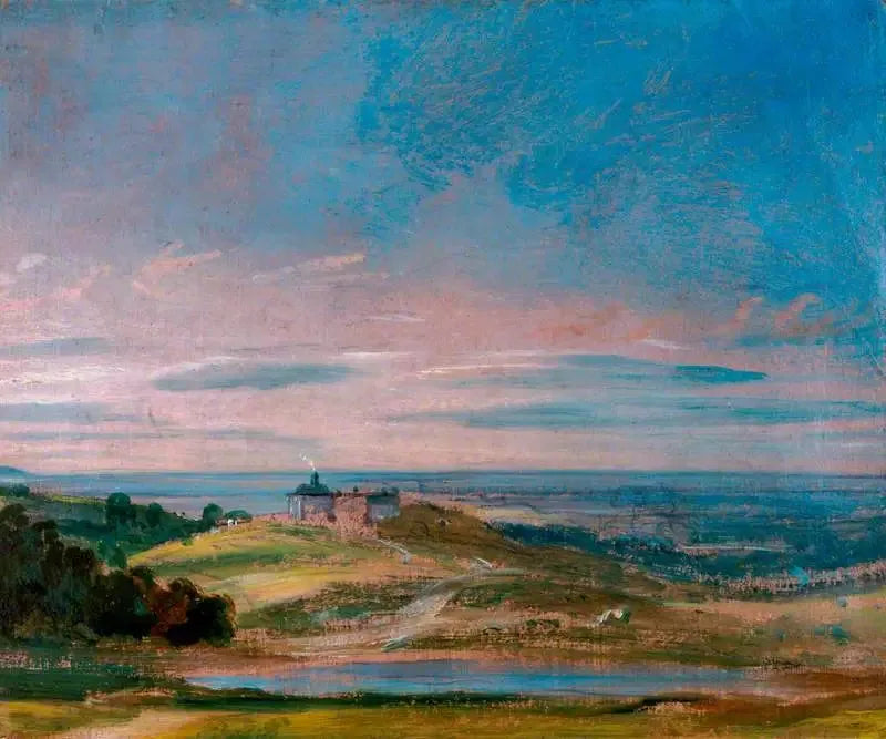 Edificios en un terreno inclinado cerca de Hampstead - John Constable