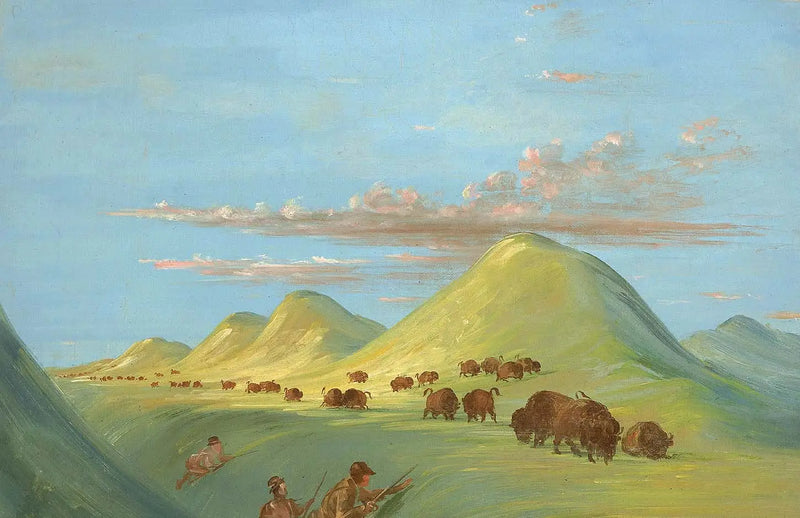 Batiste, Bogard y yo acercándonos a Buffalo en el Missouri - George Catlin