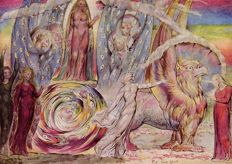 Béatrice se dirige a Dante desde el coche - William Blake