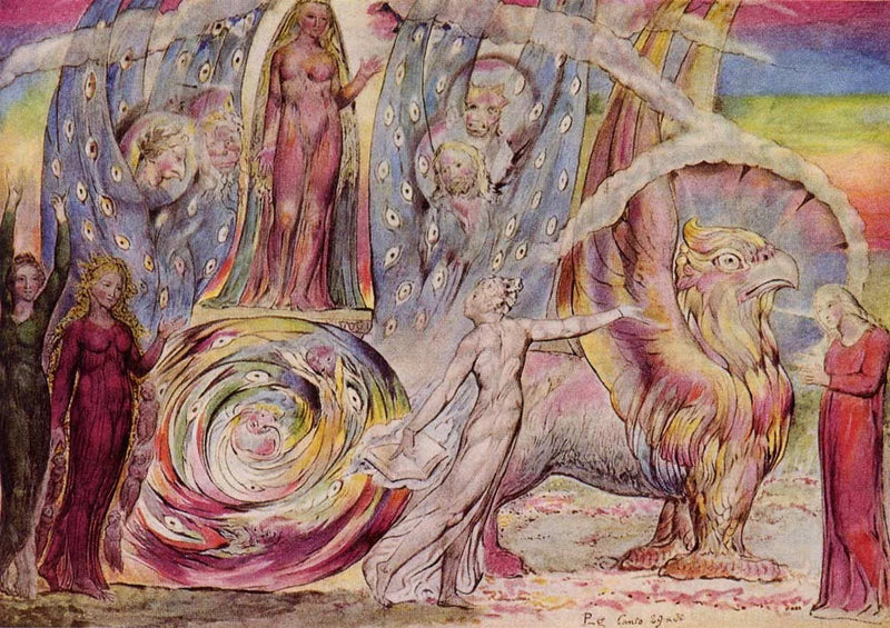 Béatrice se dirige a Dante desde el coche - William Blake