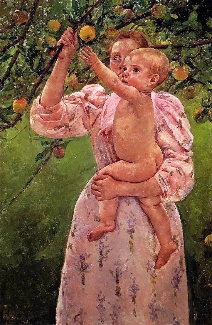 Bebé extiende la mano hacia una manzana - Mary Cassatt