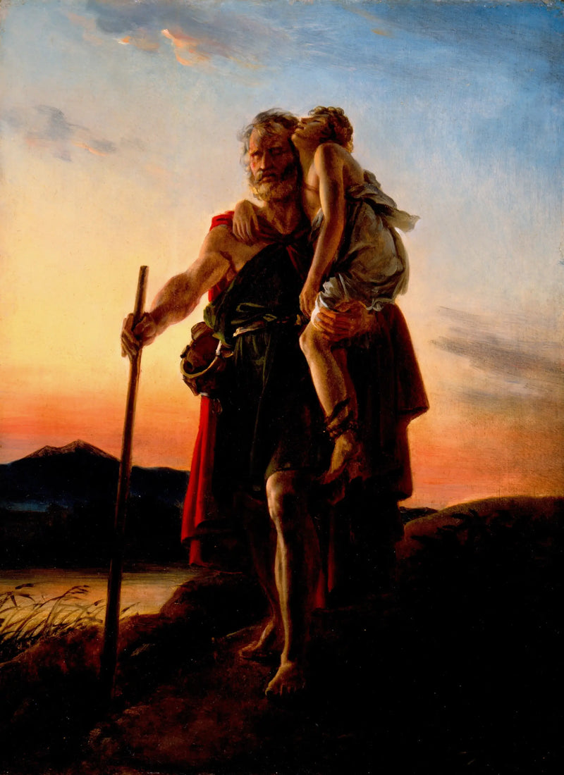 Bélisaire lleva su guía picada por una serpiente - François Gérard