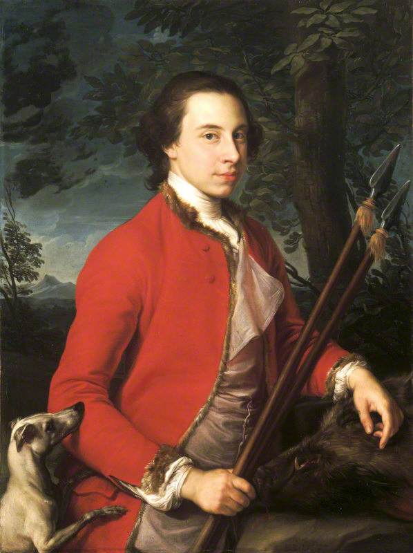 Benjamin Lethieullier MP (1728/9-1797), avec deux lances à sanglier - Pompeo Batoni image 1 tableau peint à l’huile sur toile