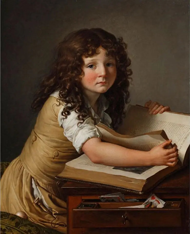 Benoît Agnès Trioson mirando figuras en un libro - Anne-Louis Girodet